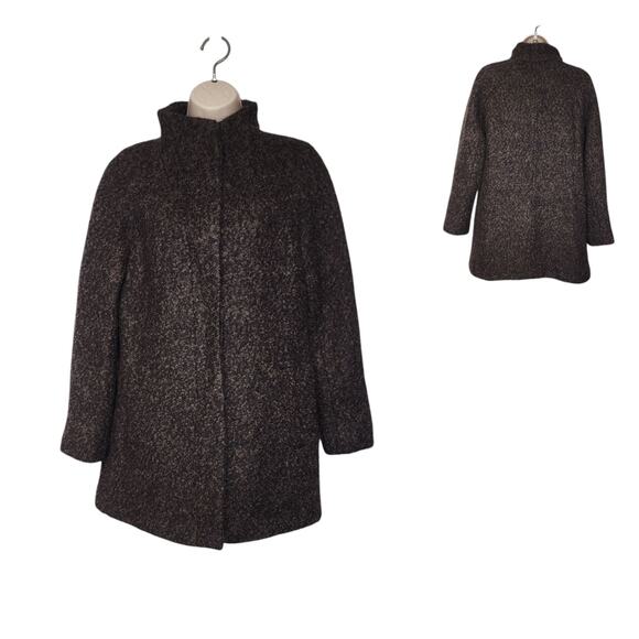 Ann Klein Tweed Wool Blend Mid Length Coat Jacket Size M Black/Reds - Picture 1 of 9